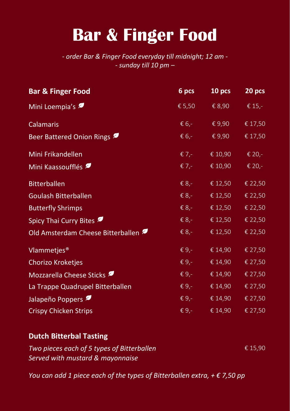 Drinkers Pub food menu page 4 of 4